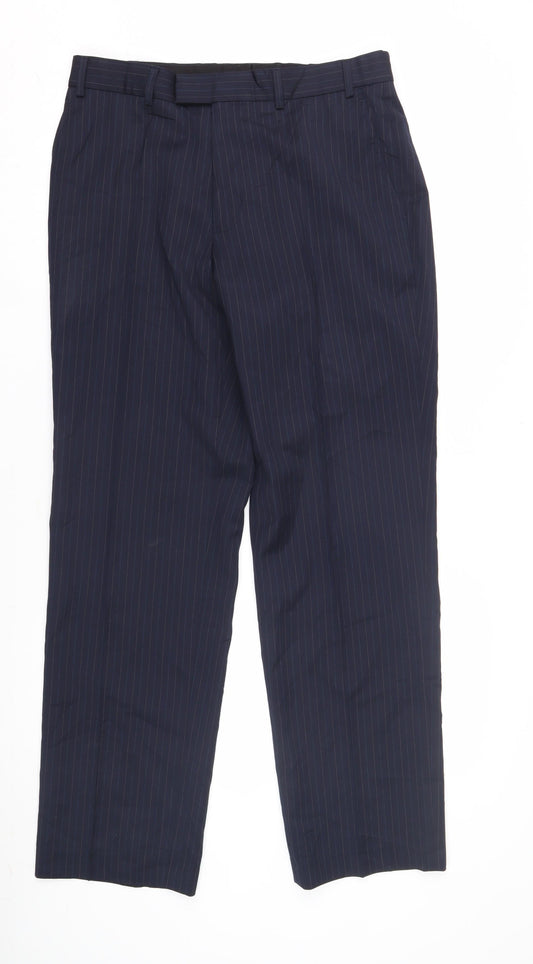 Brook Taverner Men's Blue Pinstripe Dress Pants