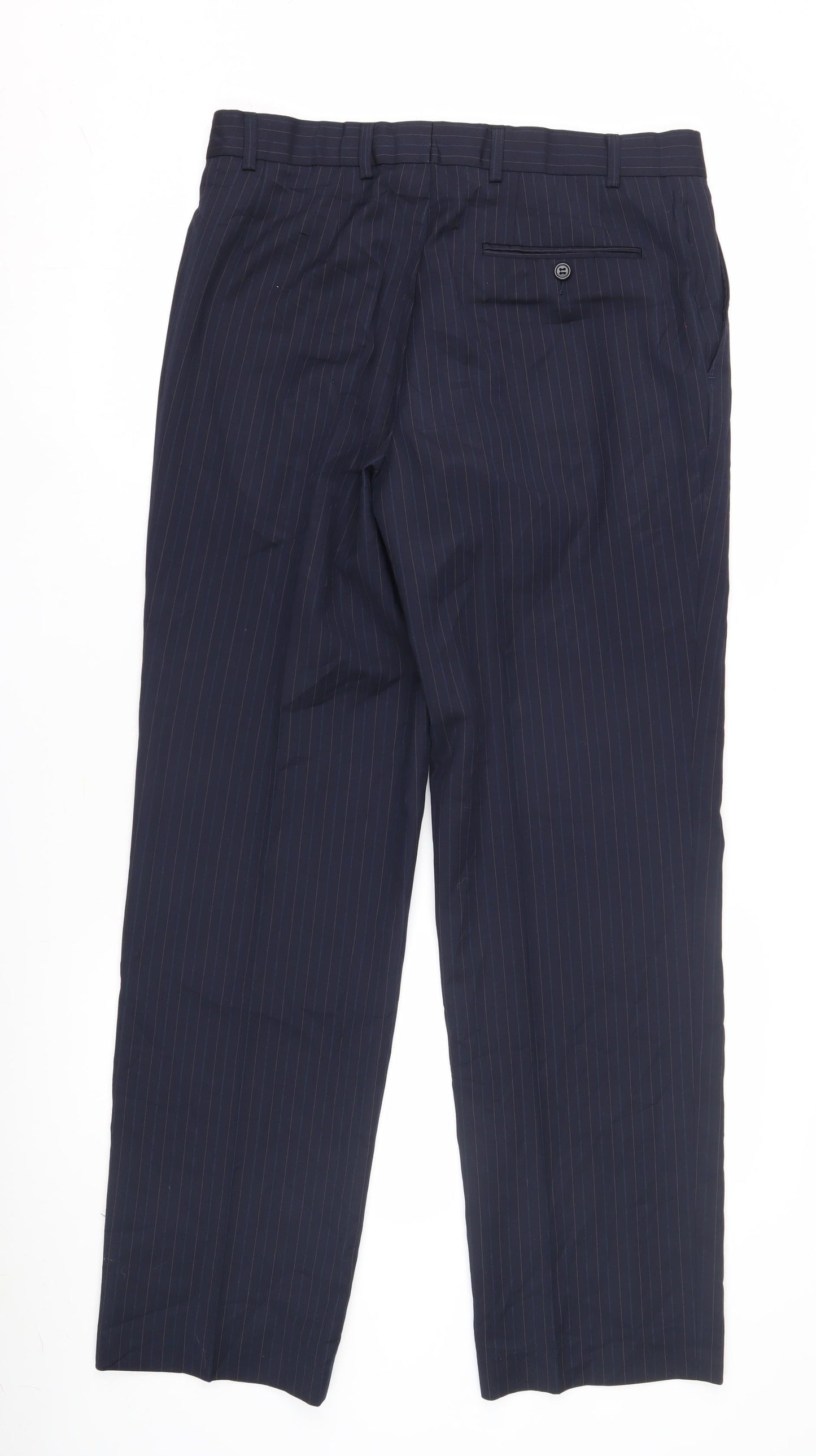 Brook Taverner Men's Blue Pinstripe Dress Pants