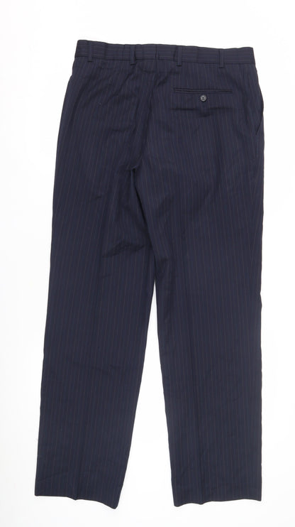 Brook Taverner Men's Blue Pinstripe Dress Pants