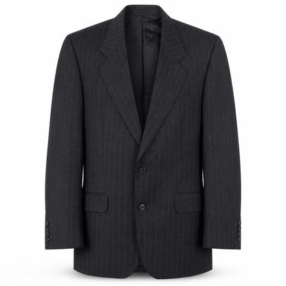 Dechamps Men's Grey Short Blazer, Wool, Size 40 Short, Pinstripe