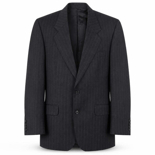 Dechamps Men's Grey Short Blazer, Wool, Size 40 Short, Pinstripe