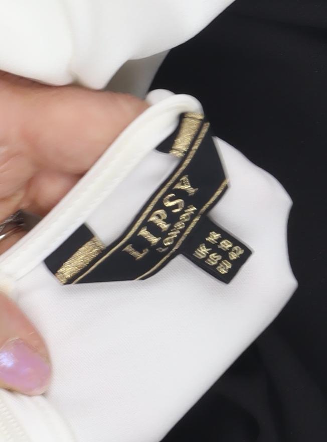 Lipsy Women's Black/Ivory V-Neck Jumpsuit, Flutter Sleeve