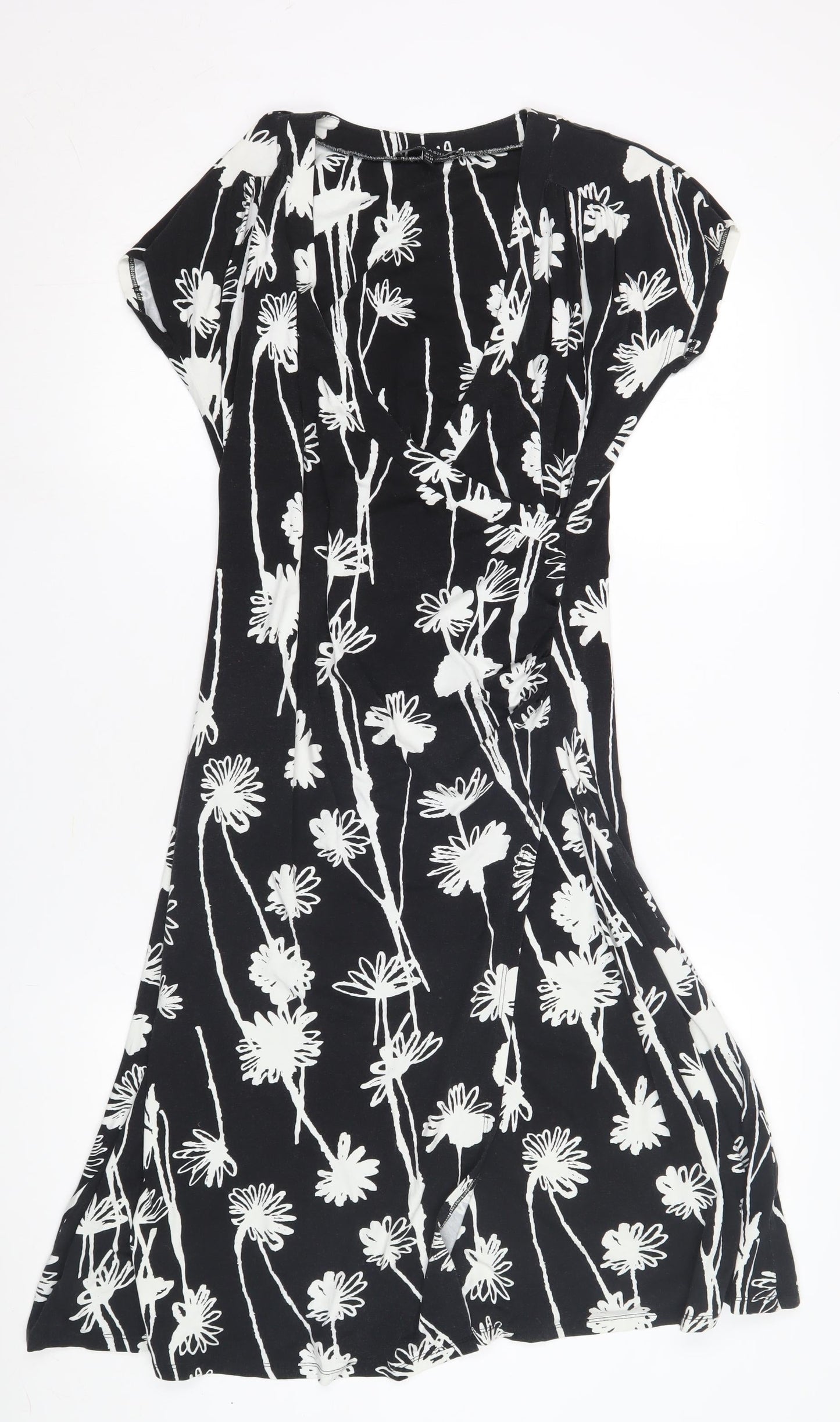 Laura Ashley Women's Black Floral A-Line Dress Size 12