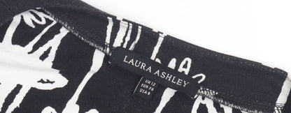 Laura Ashley Women's Black Floral A-Line Dress Size 12