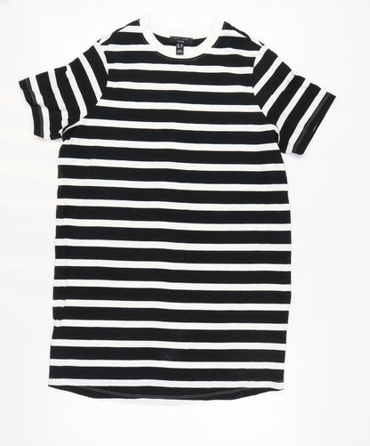 New Look Women's Black Striped T-Shirt Dress Size 10