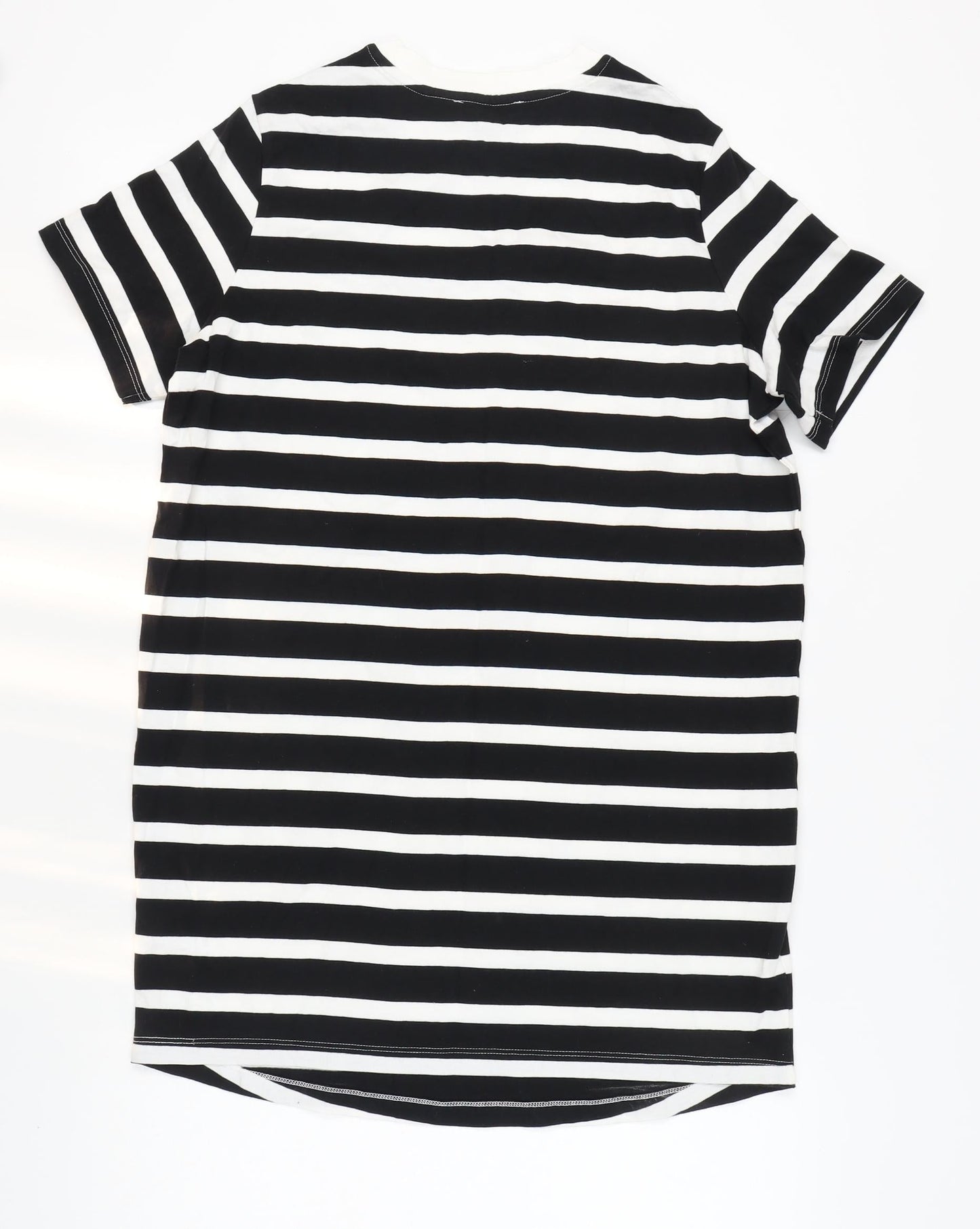 New Look Women's Black Striped T-Shirt Dress Size 10