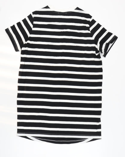 New Look Women's Black Striped T-Shirt Dress Size 10