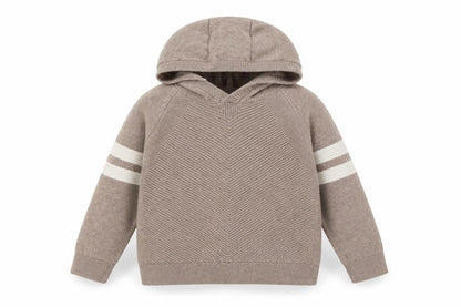 Next Boys Beige Striped Hoodie 2-3 Years Cotton Pullover