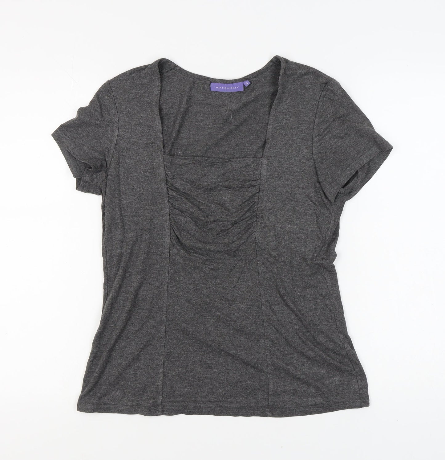 Autonomy Women's Grey Scoop Neck T-Shirt, Size 14