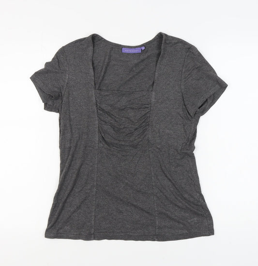 Autonomy Women's Grey Scoop Neck T-Shirt, Size 14