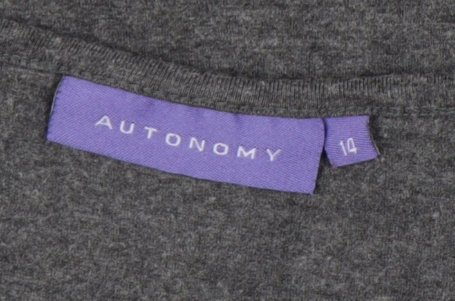 Autonomy Women's Grey Scoop Neck T-Shirt, Size 14