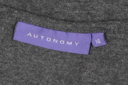 Autonomy Women's Grey Scoop Neck T-Shirt, Size 14