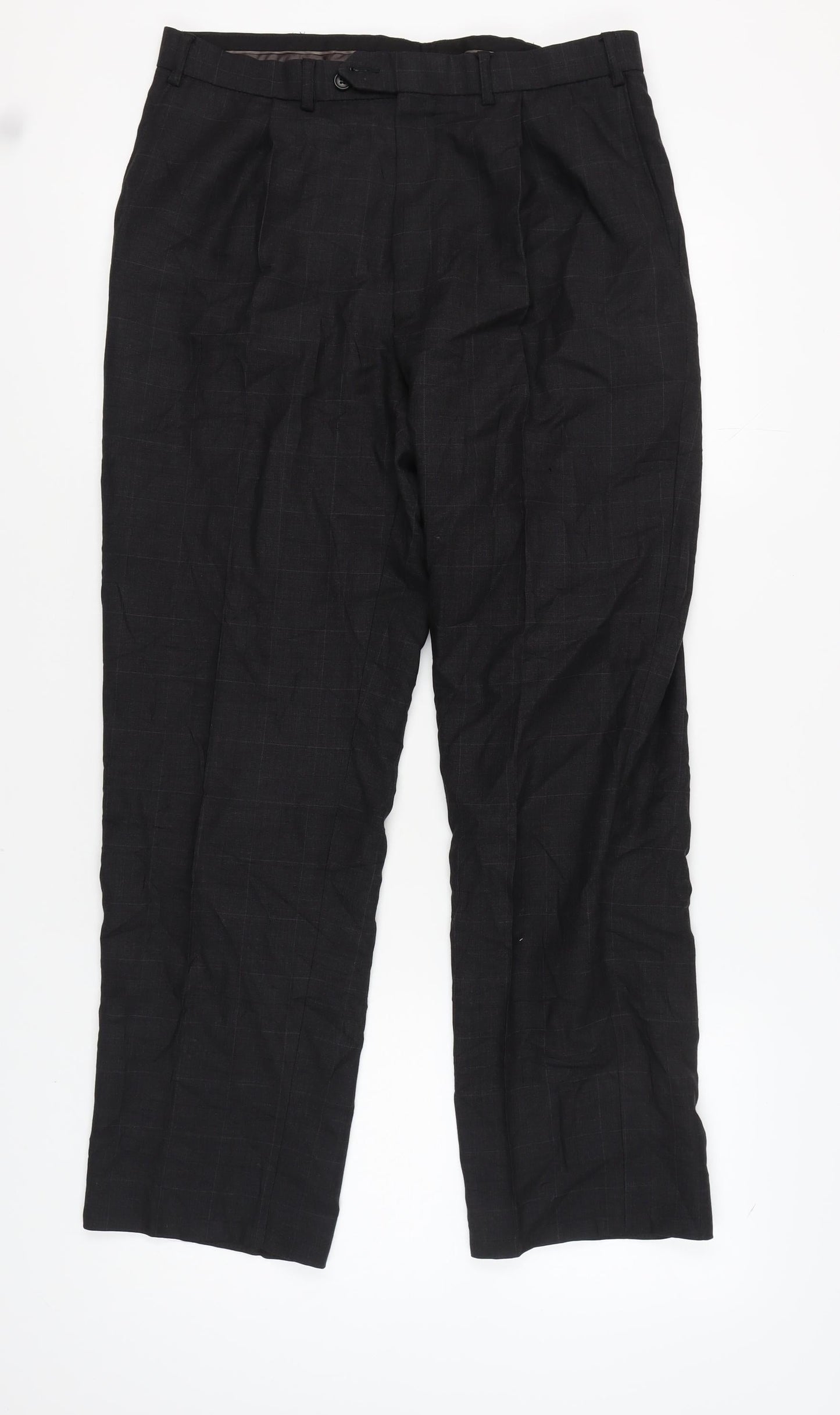 Marks and Spencer Men's Grey Check Dress Pants 36R