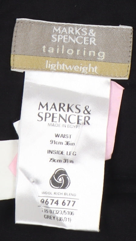 Marks and Spencer Men's Grey Check Dress Pants 36R