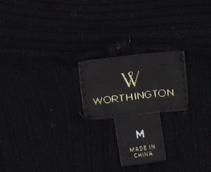 Worthington Women's Black V-Neck Long Sleeve Dress M