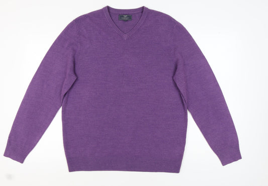 BHS Men's Purple V-Neck Pullover Jumper Size L