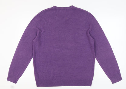 BHS Men's Purple V-Neck Pullover Jumper Size L