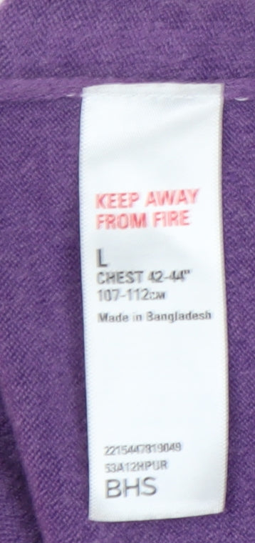 BHS Men's Purple V-Neck Pullover Jumper Size L