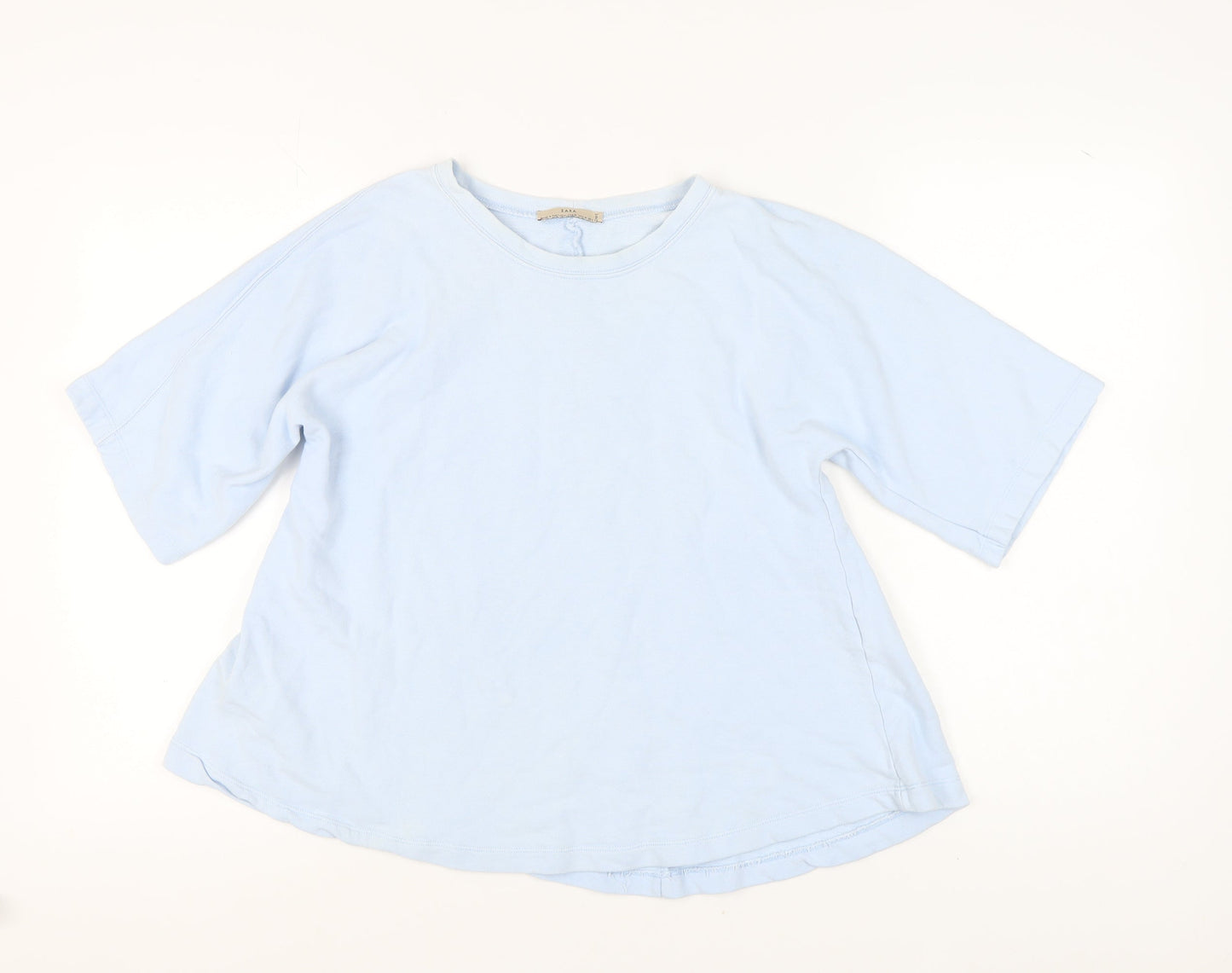 Womens UK Size M Zara Blue Basic T-Shirt