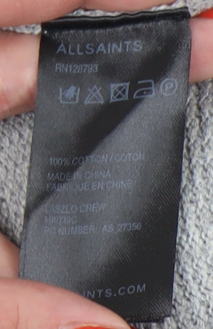 AllSaints Men's Grey XS Pullover Crew Neck Jumper