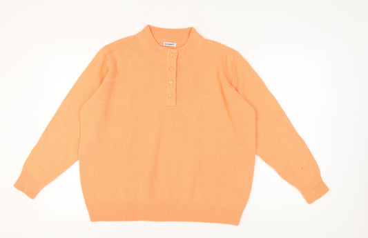 Damart Women's Orange XL Henley Wool Blend Jumper