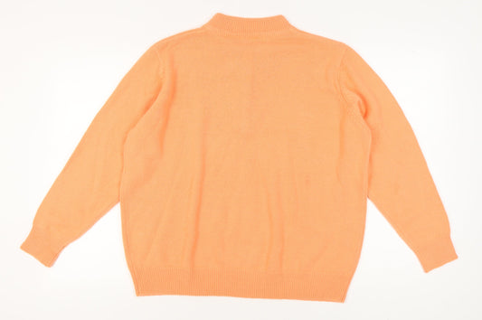 Damart Women's Orange XL Henley Wool Blend Jumper
