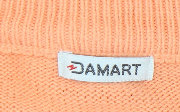 Damart Women's Orange XL Henley Wool Blend Jumper
