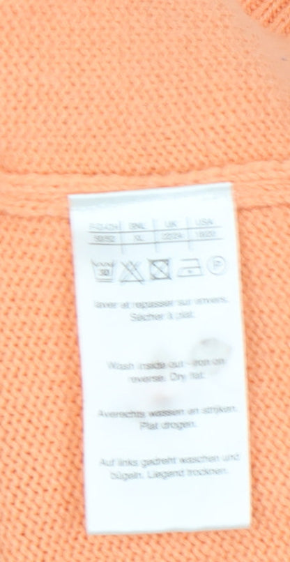 Damart Women's Orange XL Henley Wool Blend Jumper