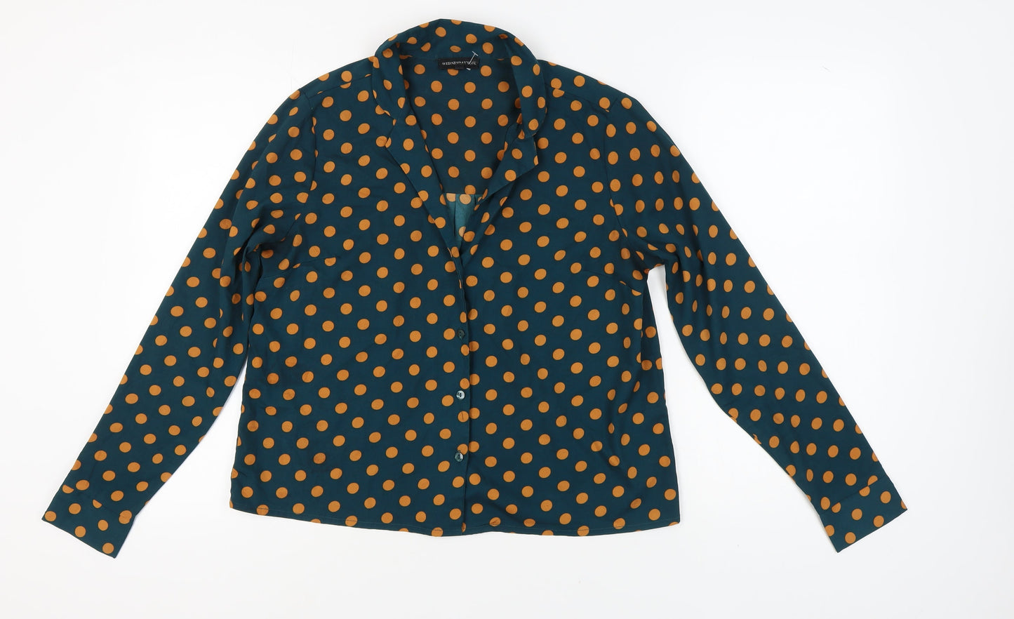 Womens UK Size M Wednesday's Girl Blue Basic Button-Up