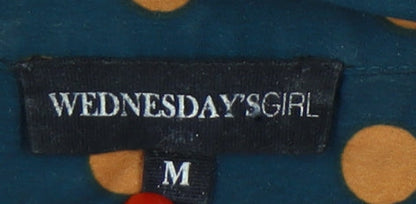 Womens UK Size M Wednesday's Girl Blue Basic Button-Up