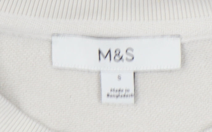 Womens UK Size S Marks and Spencer White Pullover Sweatshirt