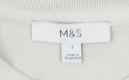 Womens UK Size S Marks and Spencer White Pullover Sweatshirt