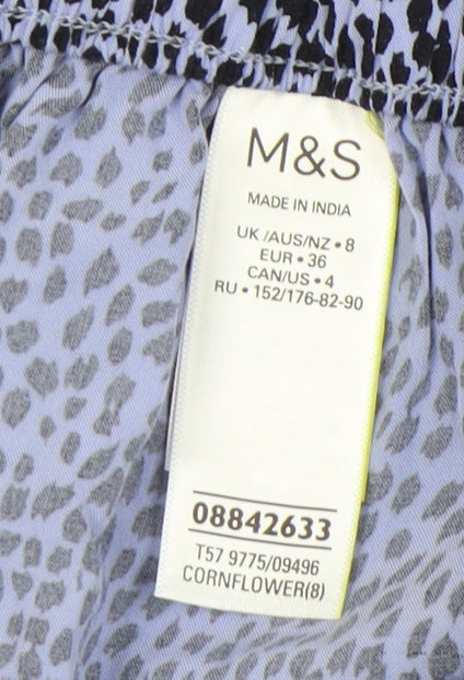 Marks and Spencer Women's Blue Animal Print Shorts, Size 8