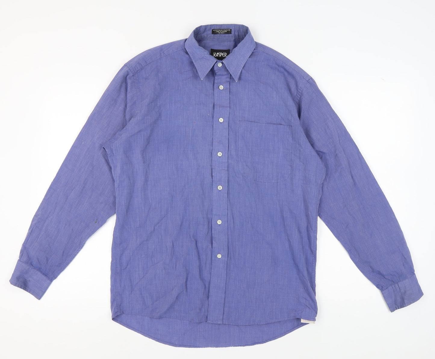 Kasper Men's Blue Long Sleeve Button-Up Shirt 15.5