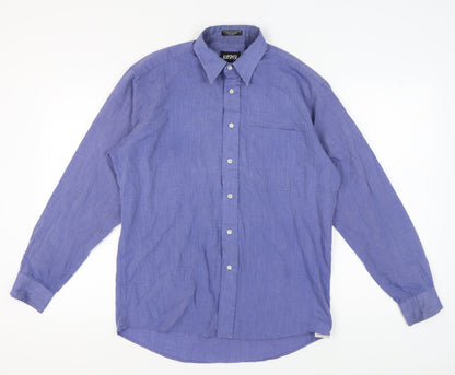Kasper Men's Blue Long Sleeve Button-Up Shirt 15.5