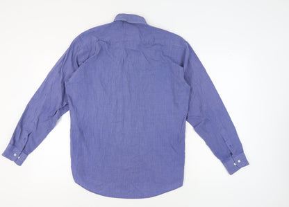 Kasper Men's Blue Long Sleeve Button-Up Shirt 15.5