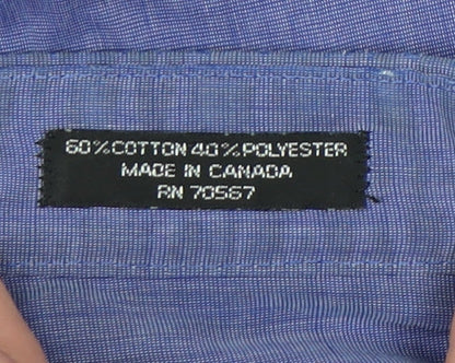 Kasper Men's Blue Long Sleeve Button-Up Shirt 15.5