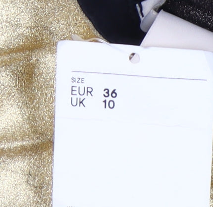 H&M Women's Gold Pleated Midi Skirt UK 10