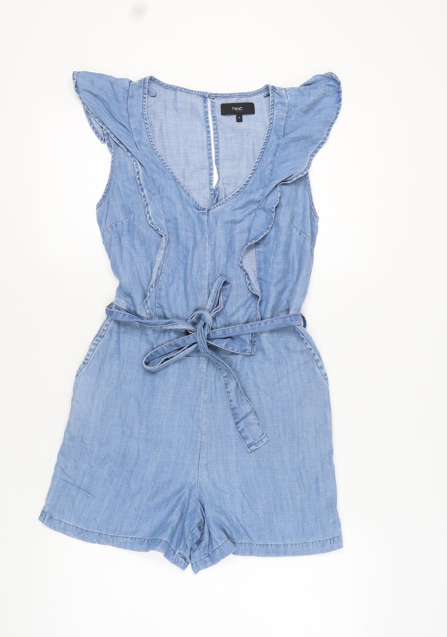 Next Women's Blue Chambray Playsuit - Size 8