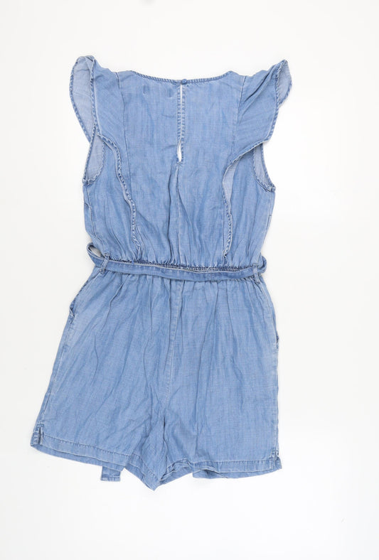 Next Women's Blue Chambray Playsuit - Size 8