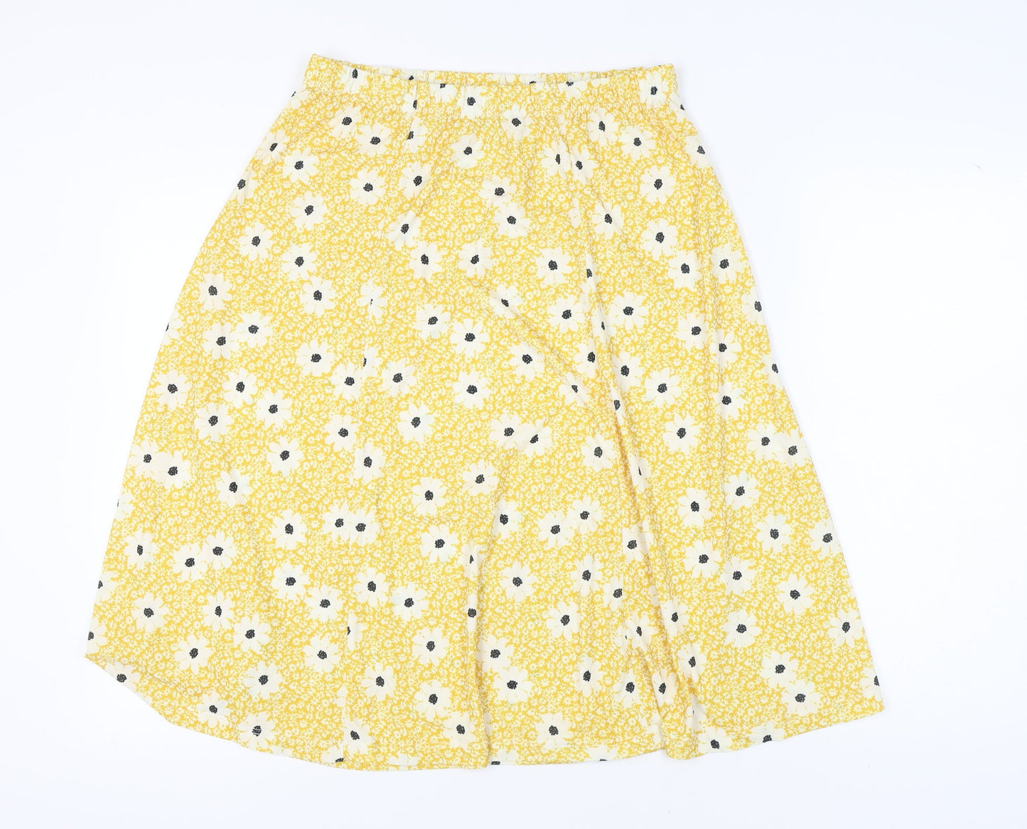 Damart Women's Yellow A-Line Floral Skirt Size 16