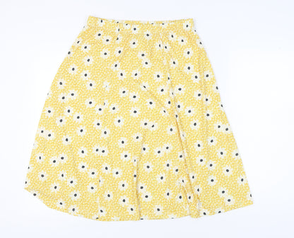 Damart Women's Yellow A-Line Floral Skirt Size 16