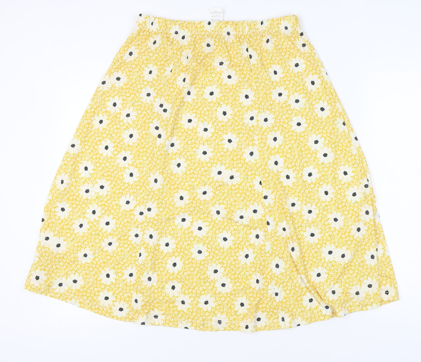 Damart Women's Yellow A-Line Floral Skirt Size 16