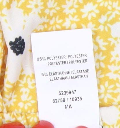 Damart Women's Yellow A-Line Floral Skirt Size 16