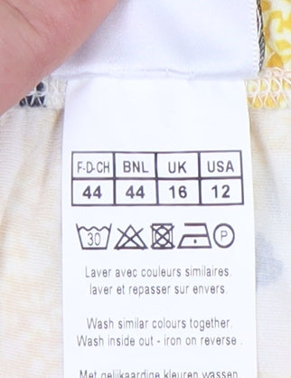 Damart Women's Yellow A-Line Floral Skirt Size 16