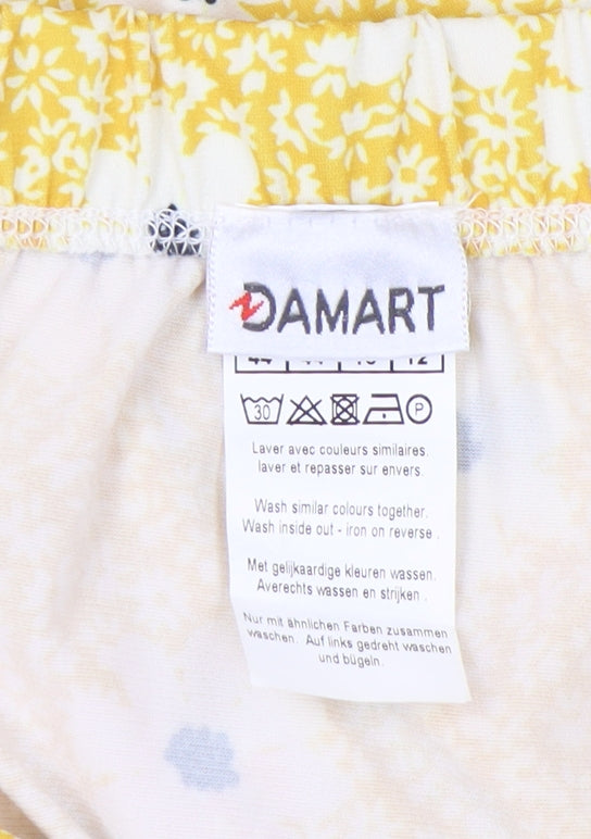 Damart Women's Yellow A-Line Floral Skirt Size 16