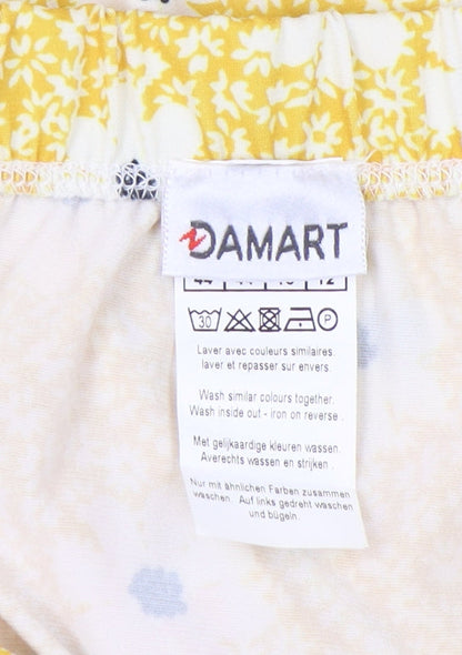 Damart Women's Yellow A-Line Floral Skirt Size 16