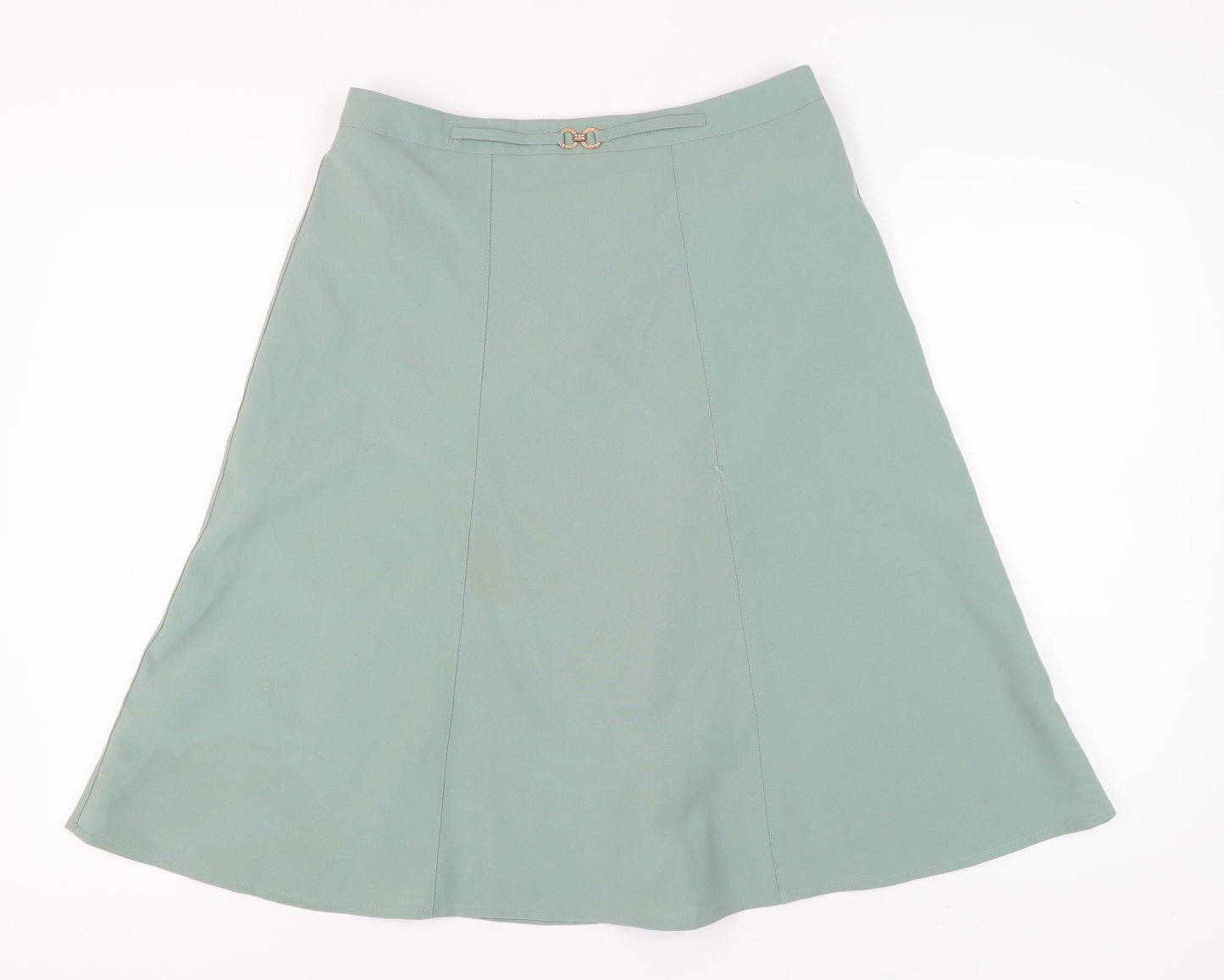 Damart Women's Green A-Line Skirt with Buckle, Size 12