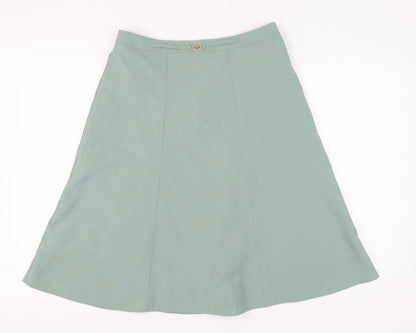 Damart Women's Green A-Line Skirt with Buckle, Size 12