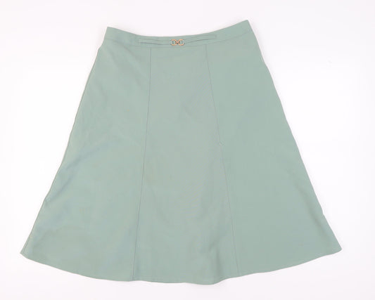 Damart Women's Green A-Line Skirt with Buckle, Size 12